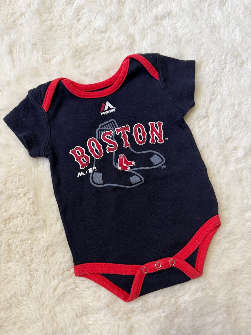Boston Red Sox Navy & Red Baby One-Piece 3-6months